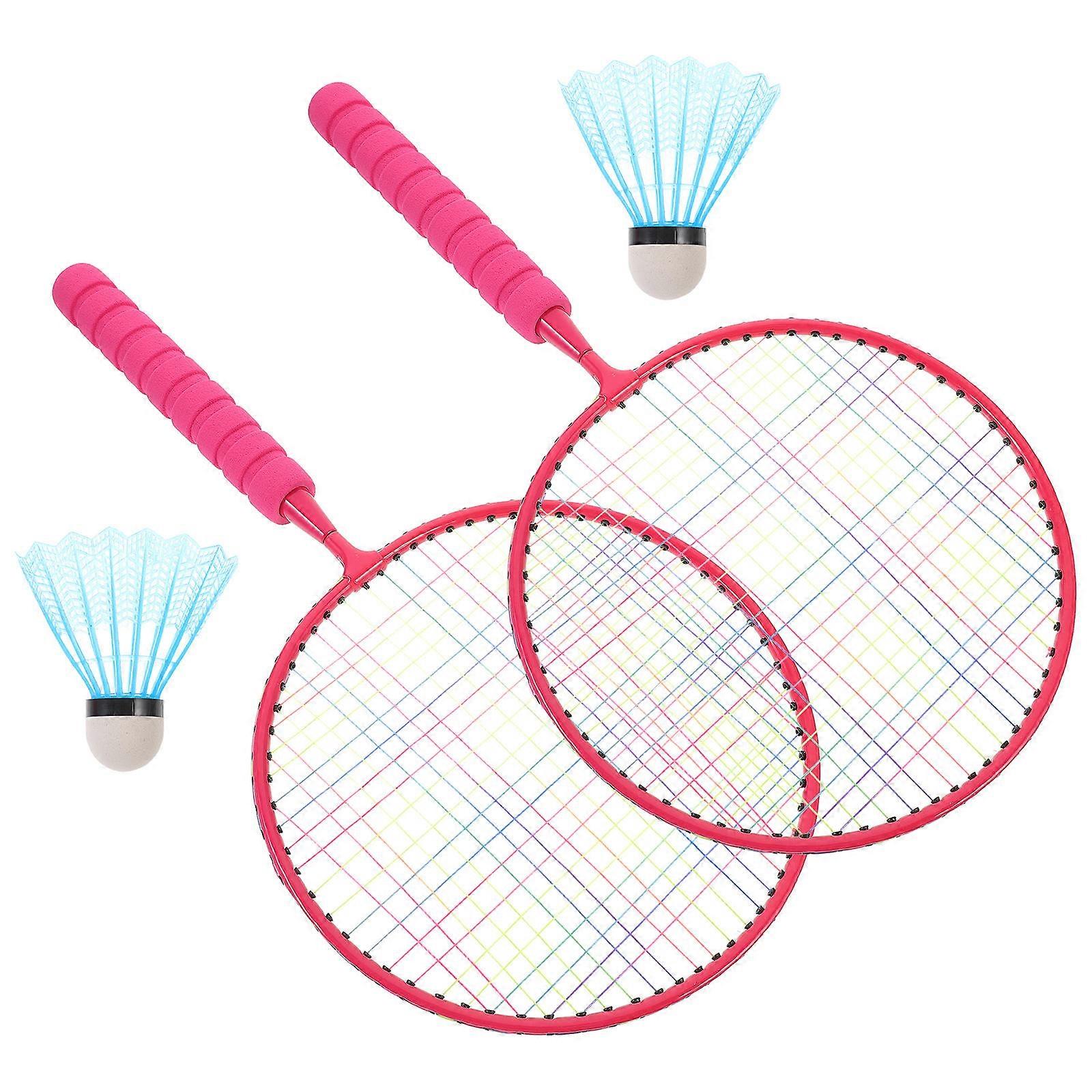 Children Badminton Racket Set 1Set for Playing Use Durable Lightweight Plastic Rosy