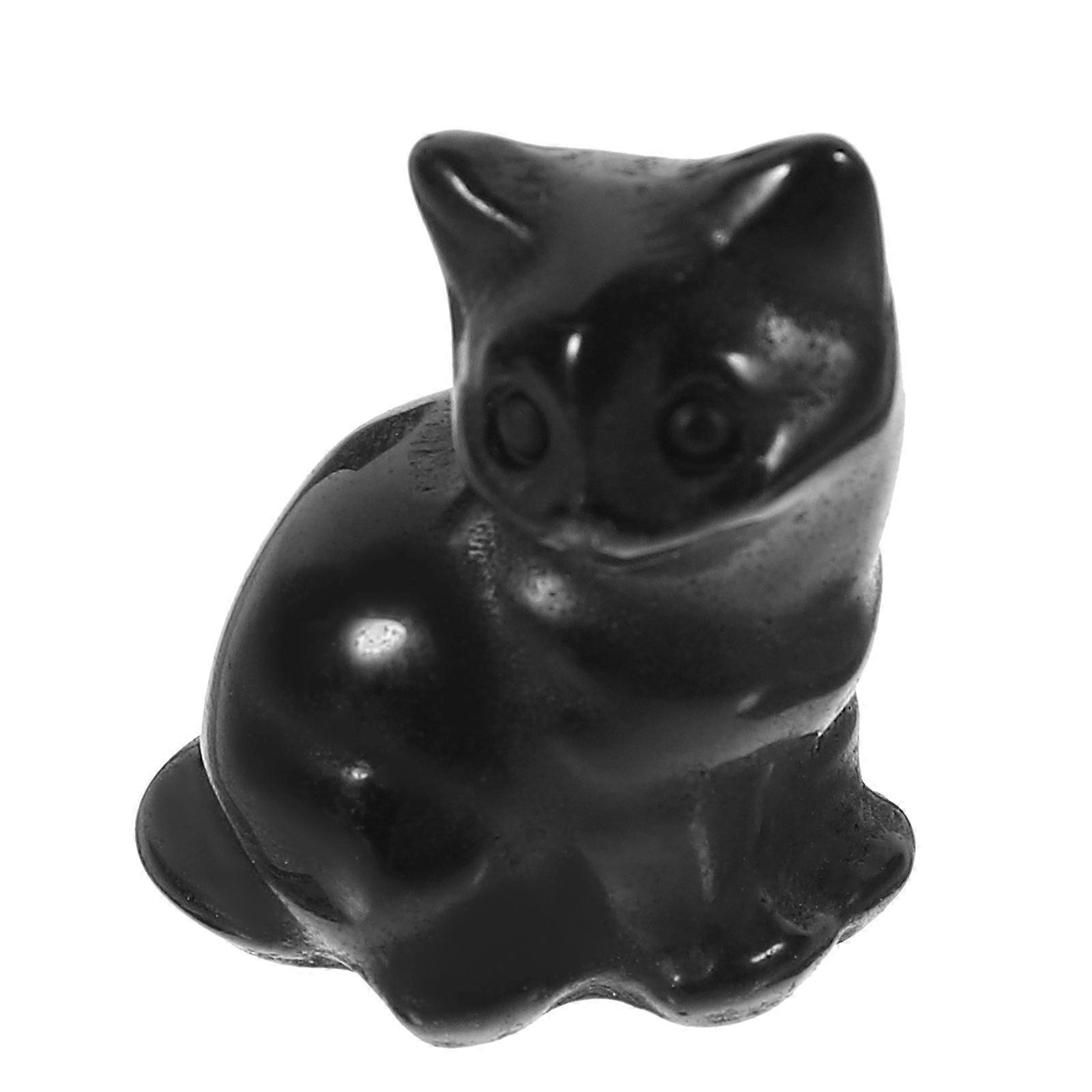Crystal Carving Cat Statue for Home Adornment 3Pcs Set