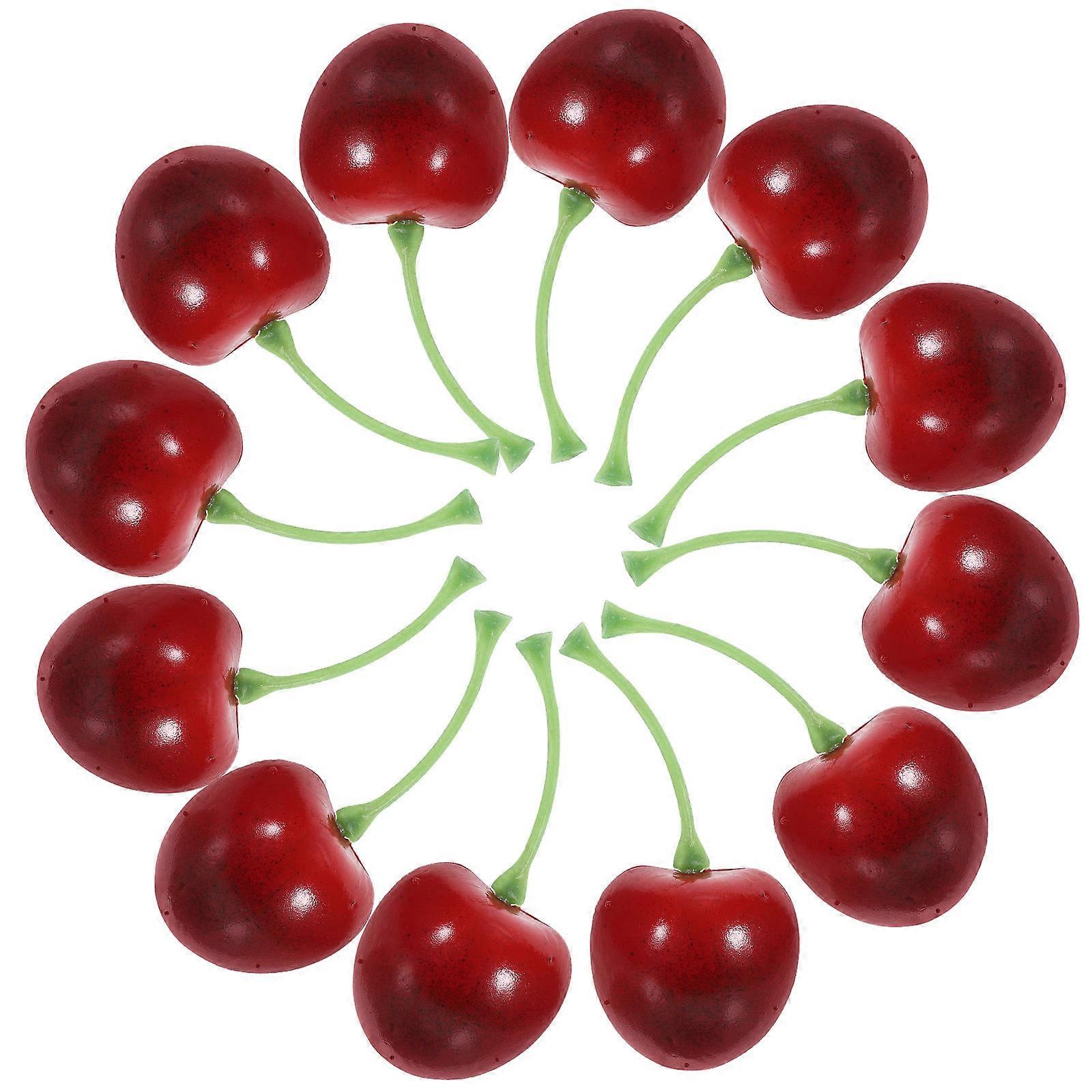Plastic Cherry Fruit Model for Decoration Using 100Pcs Realistic Ornaments