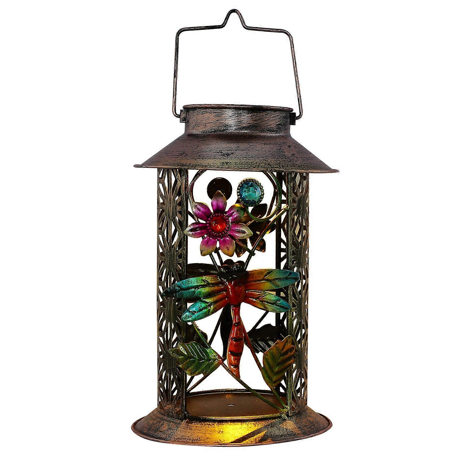 Dragonfly Pattern Solar Light for Outdoor Hanging Lantern 2Pcs