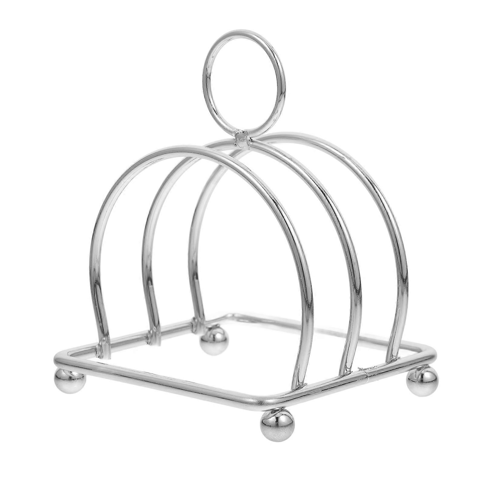 Silver Stainless Steel Toast Holder Rack Bread Stand for 3Pcs Use