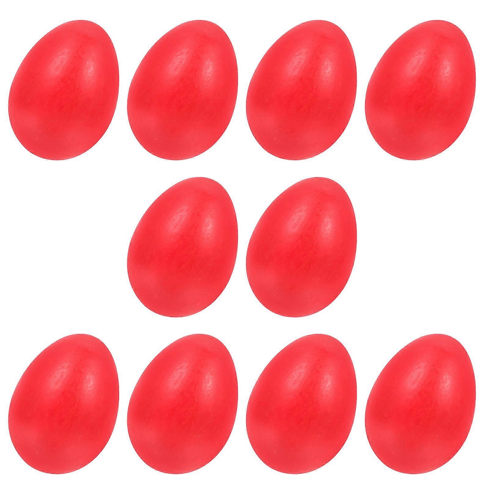 40 Pcs Wooden Egg Model Simulation Eggs Ideal For Children's Easter Decoration Featuring Egg Shape Design In Red Color