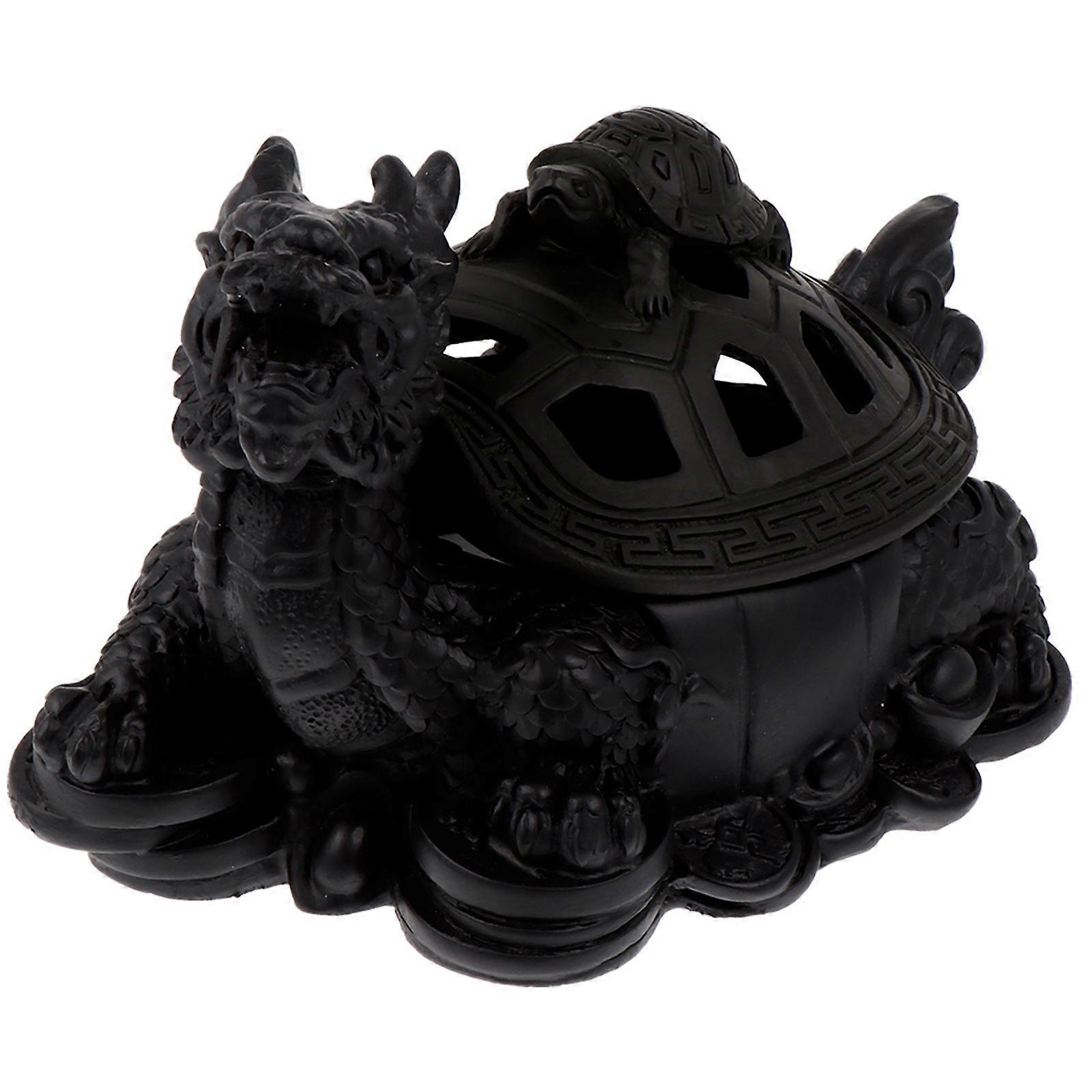 Dark Grey Dragon Tortoise Incense Burner for Home Use 2Pcs