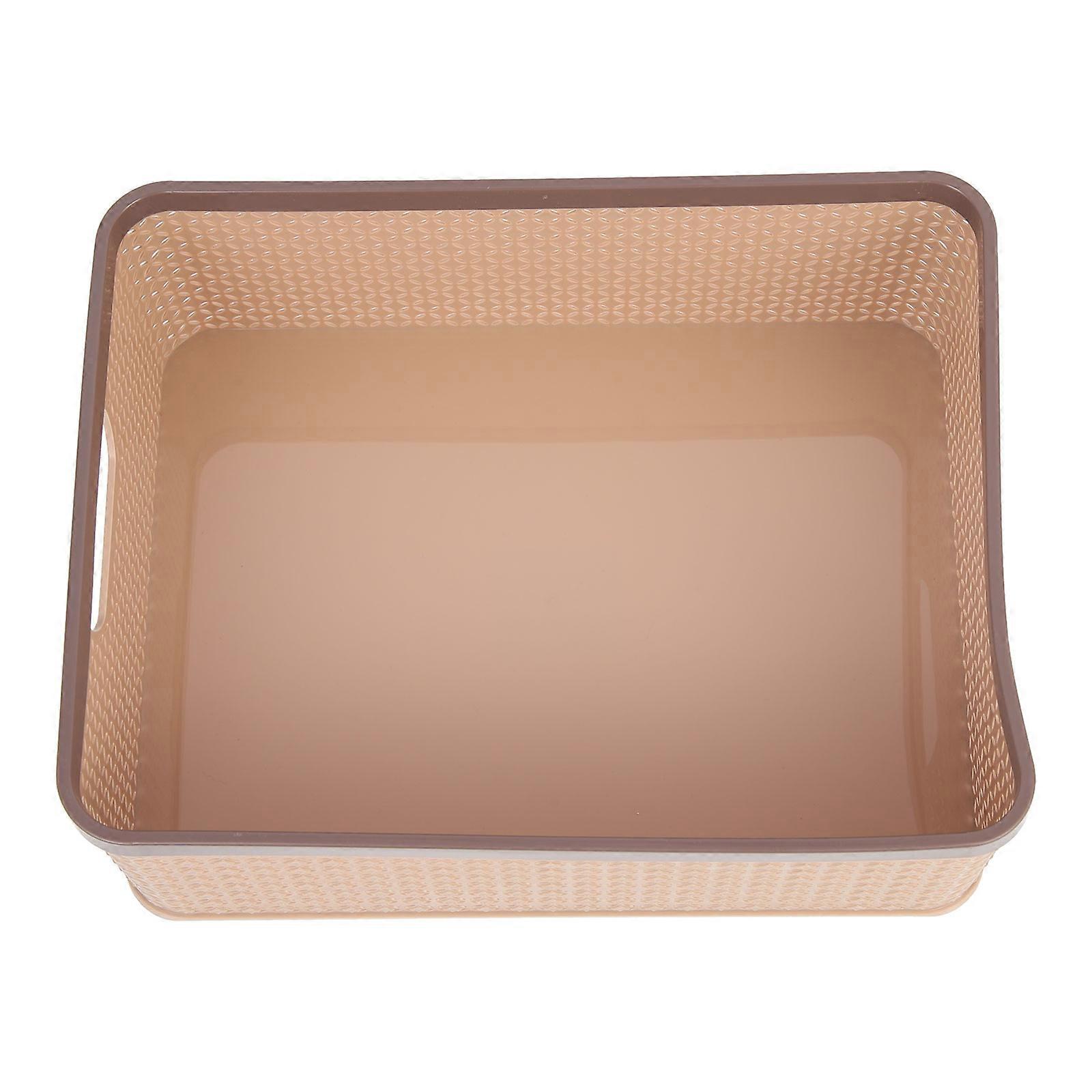 Light Brown Plastic Storage Basket Desktop Storage Basket for Sundries 2Pcs