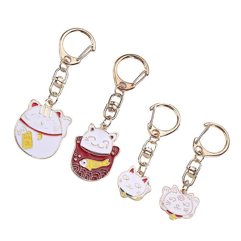 Interesting Cat Key Ring Decoration Small Gift for Friends Daily Use 5.5x2x0.3cm Assorted Color 12Pcs