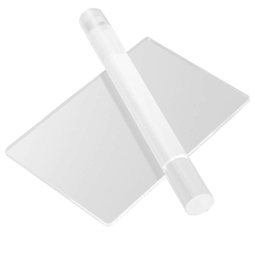 2 Pcs Clay Roller Rectangle Sheet Board Set Clay Rolling Pin Modeling Tool Kit Transparent