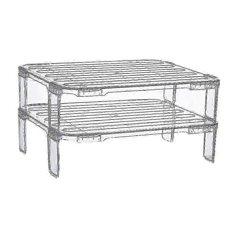 For 2pcs Refrigerator Organizer Shelf Fridge Stackable Storage Rack Kitchen Storage Rack - Space-Saving Solution
