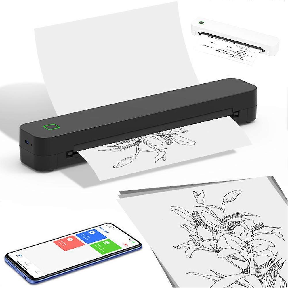 Wireless Thermal Printer Inkless Portable A4 Printer for Home, Office, and School, Rechargeable Quick Printing for Notes & Documents