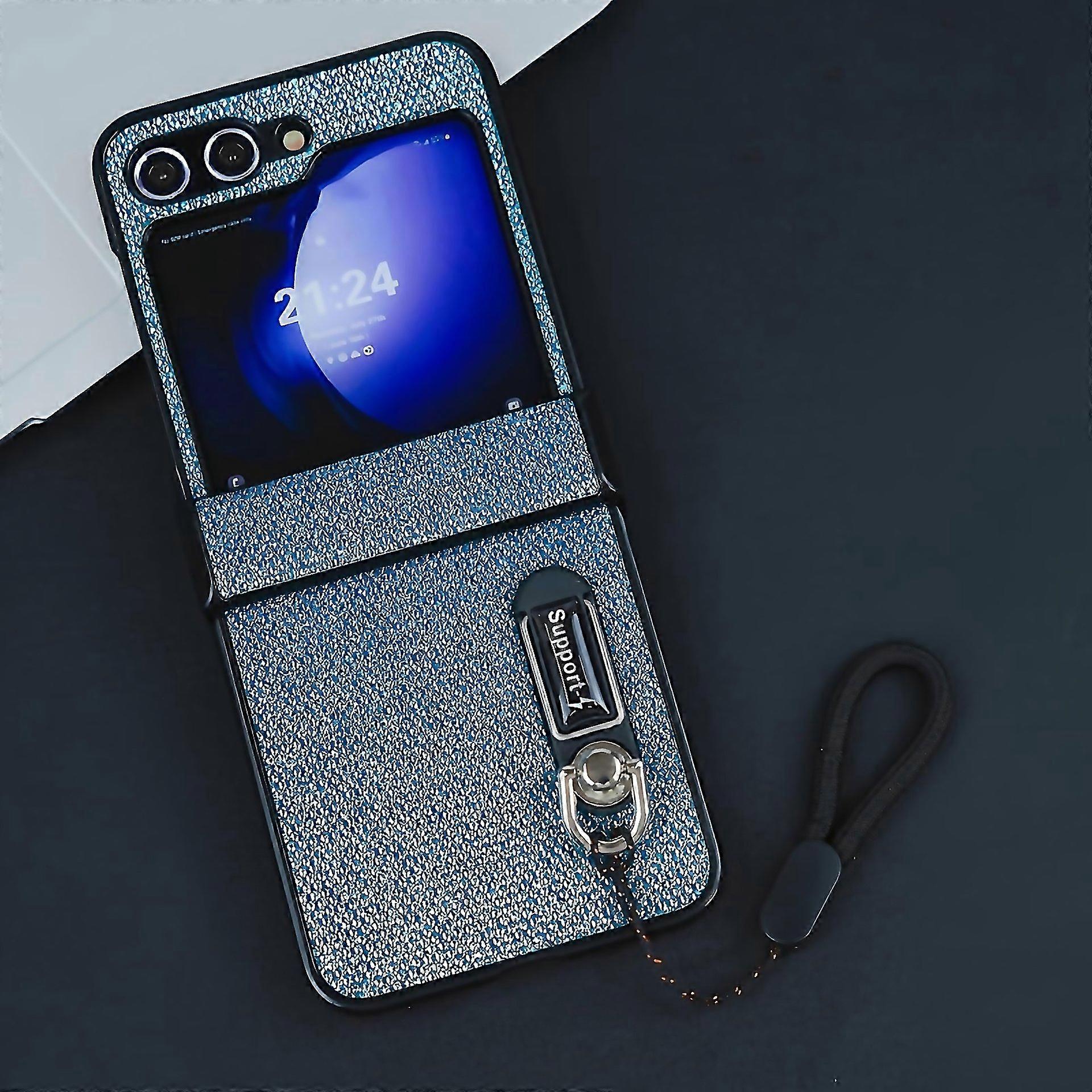 For Three Parts Flash Diamond Fold Pc Phone Case With Lanyard