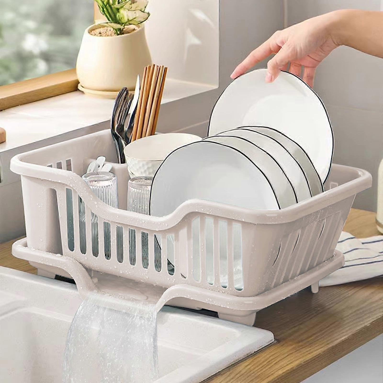 Dish Drying Rack with Drainboard for Kitchen Counter, Compatible with Sink Spout, Includes Utensil Holder - Leodye Clearance Deal