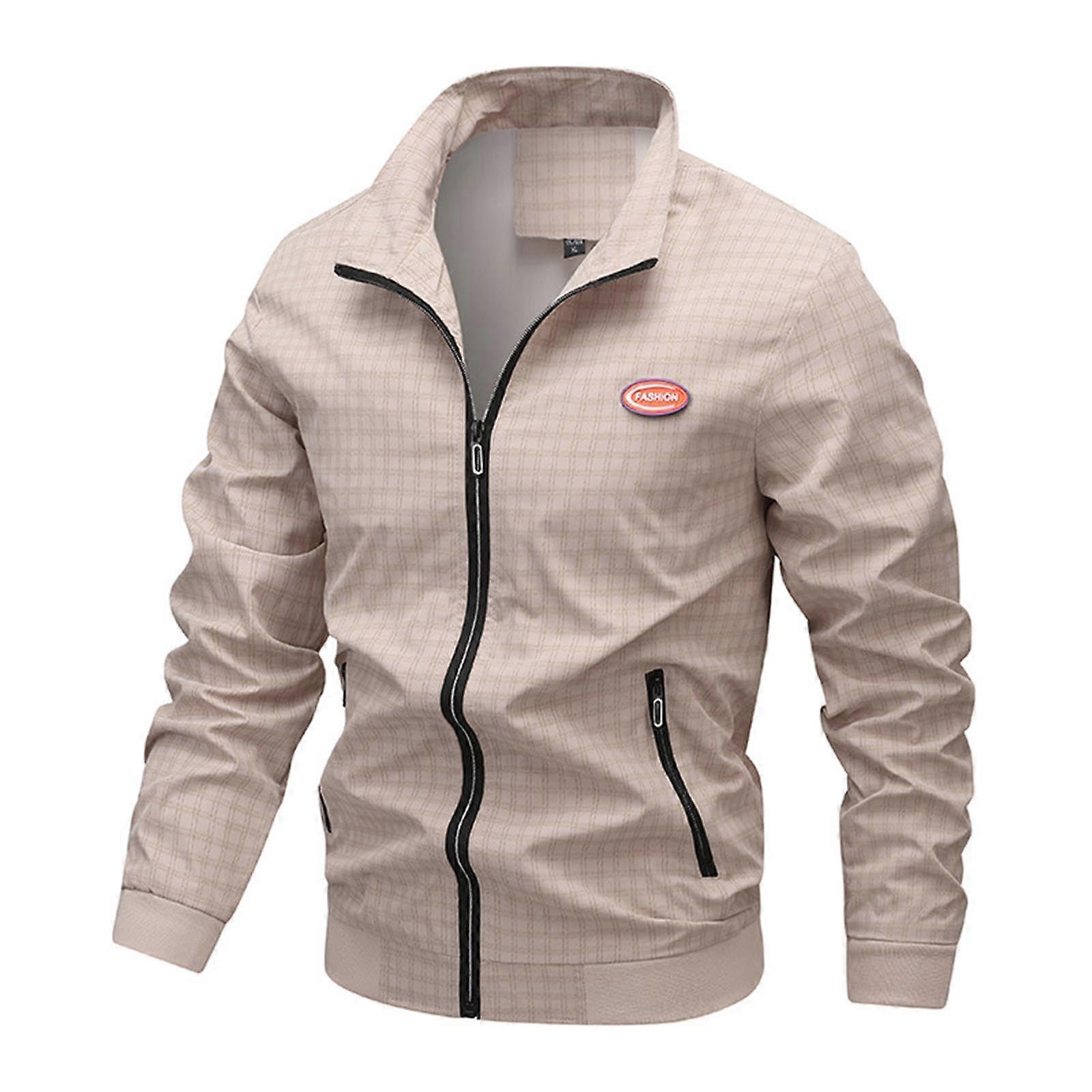 Transition Jacket Men's Softshell Beige XXL Checked Bomber Windproof Outdoor