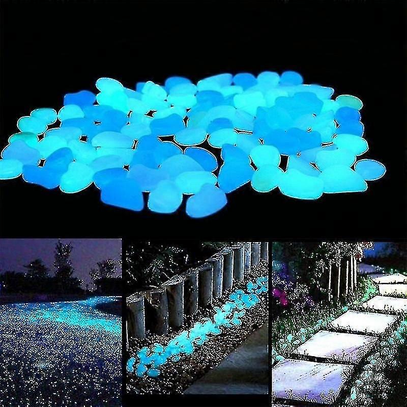 100pcs الحجارة مضيئة لممرات في الهواء الطلق حديقة حديقة ديكور السمك خزان حصاة الصخور متوهجة توهج الحجارة في الحصى الظلام