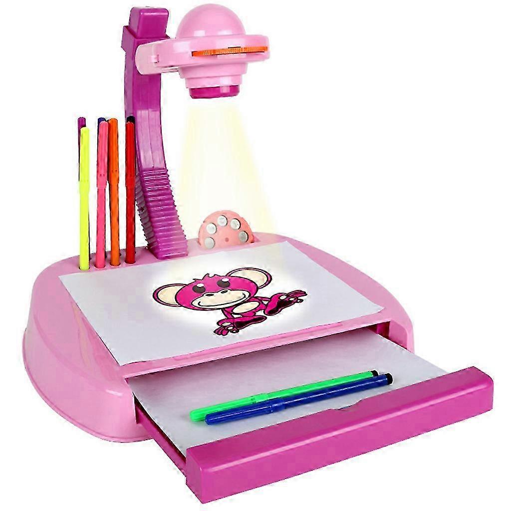 2025 Plastic Art Brain Training Preschool Magnetic Drawing Board Projector Multiple Color Optional with Drawer Pink