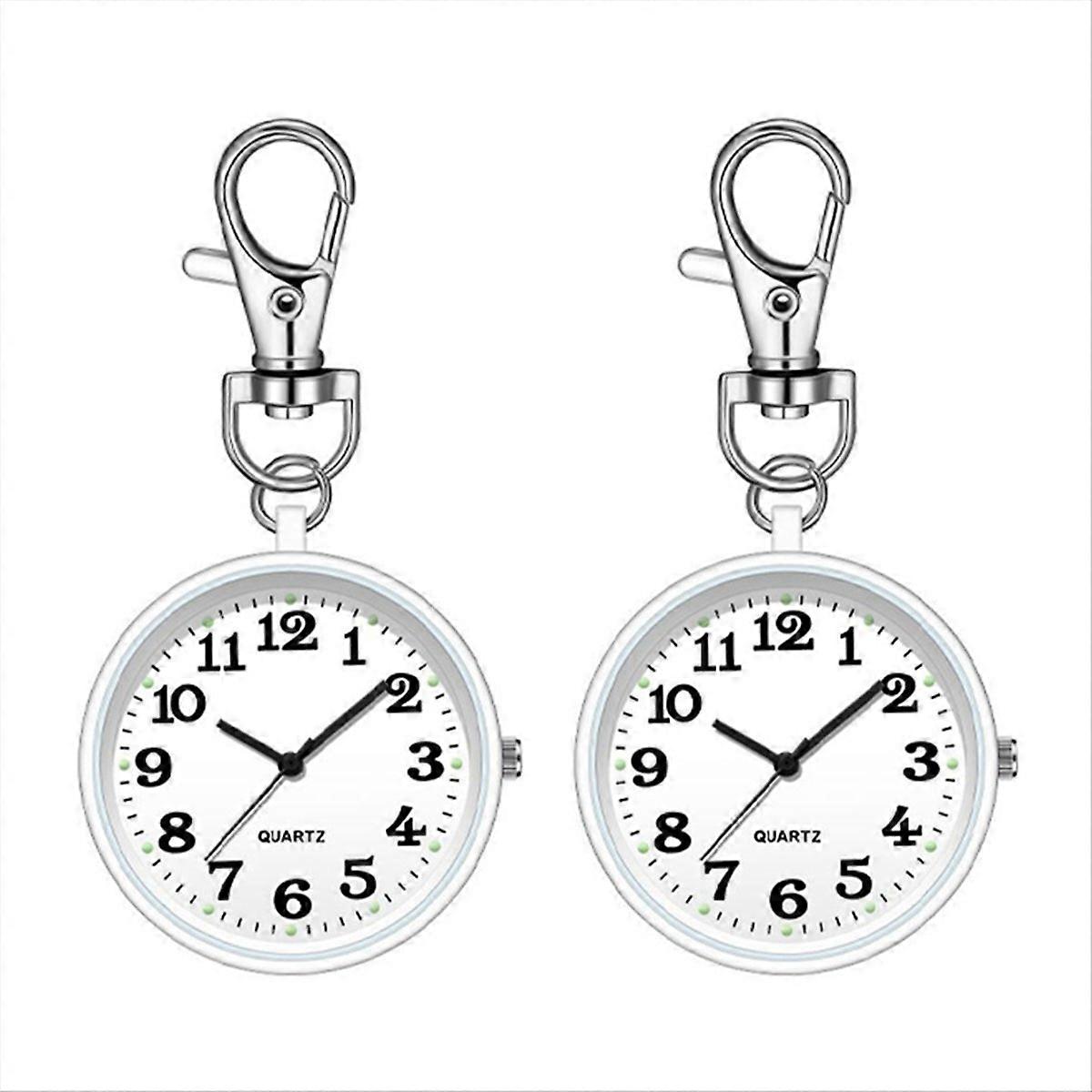 2pcs Nurses Watches Quartz Pocket Watch for Nurses White