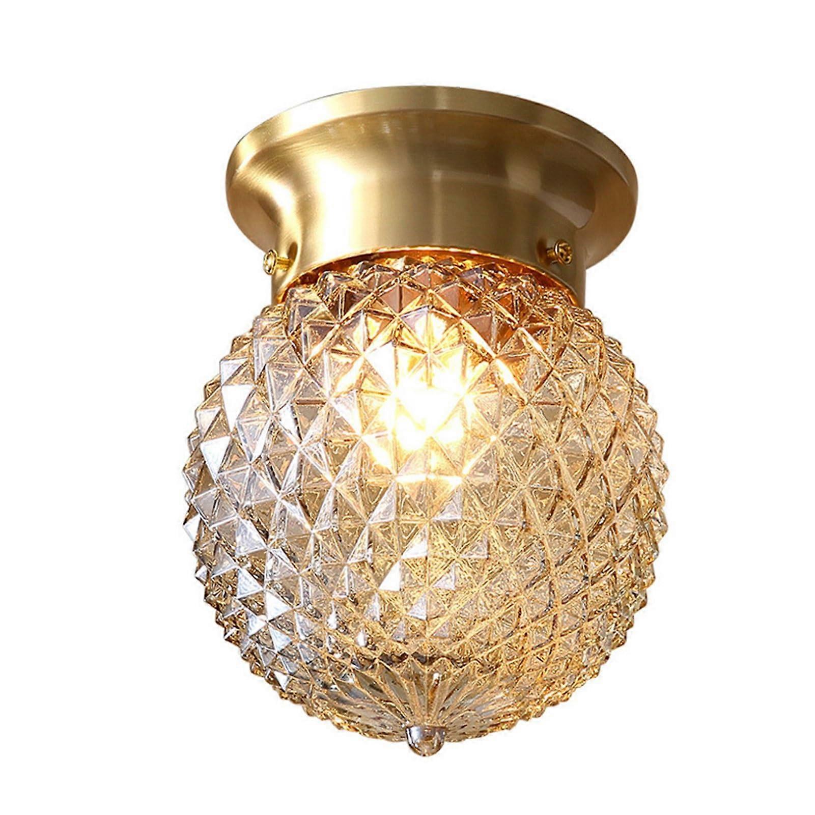 Ceiling Lighting Brass Glass Shade Ceiling Light Round Modern SemiFlush Mount CloseToCeiling Fixture Hallway Foyer