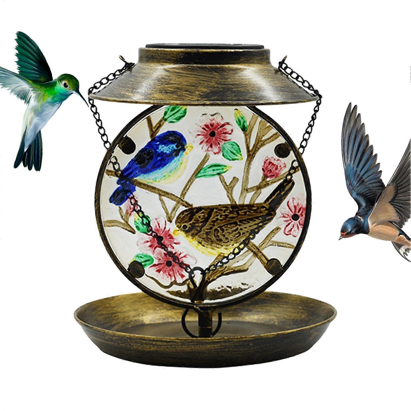 Multifunctional Wild Bird Feeders ChewProof Wild Bird Feeder Metal With Bright Warm Light For Gardens Patios Courtyards