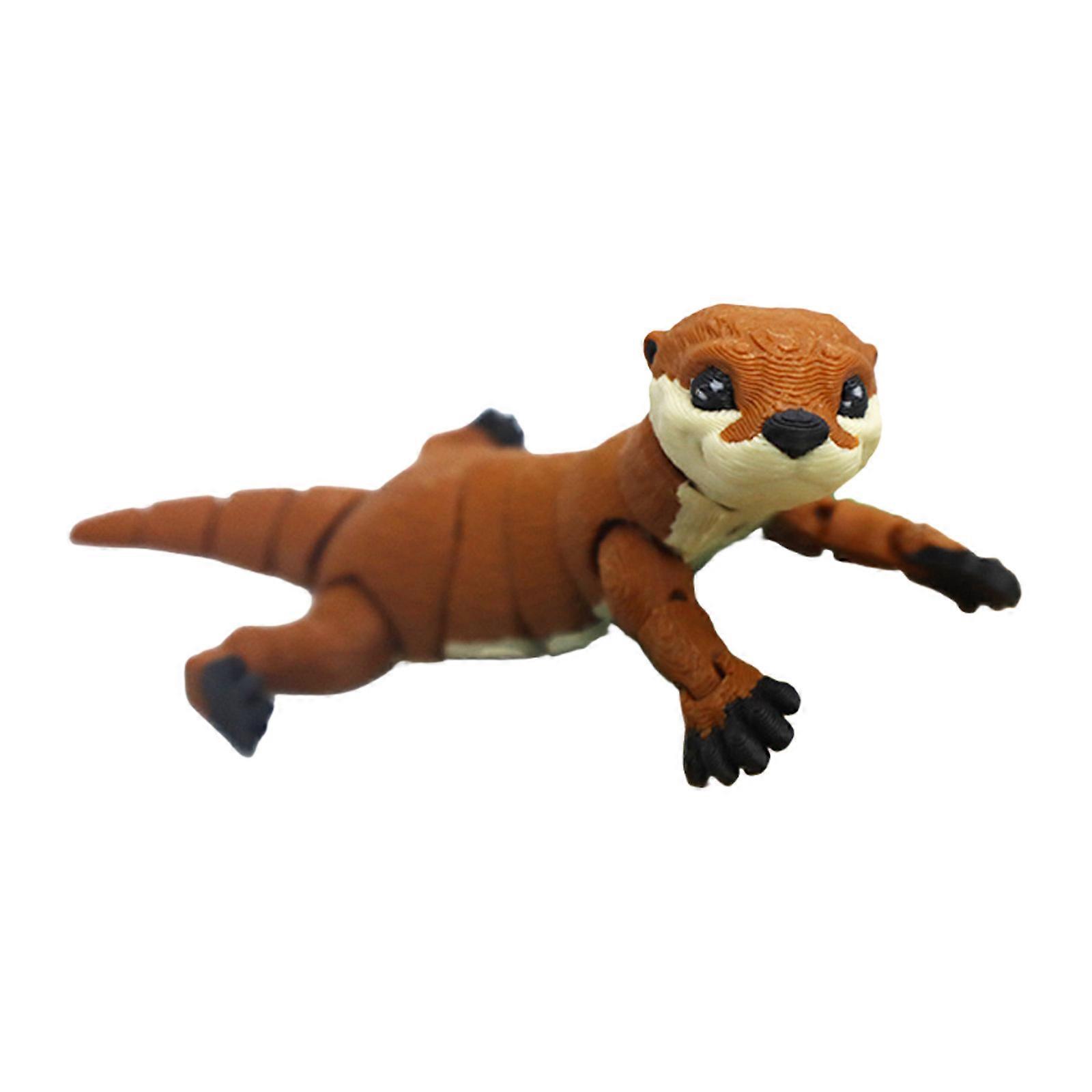 3D Print Movable Lutra Sculpture Animal Figurinie Toy With Moveable Joint For Home Decors Collectible Action Figure Multicolor