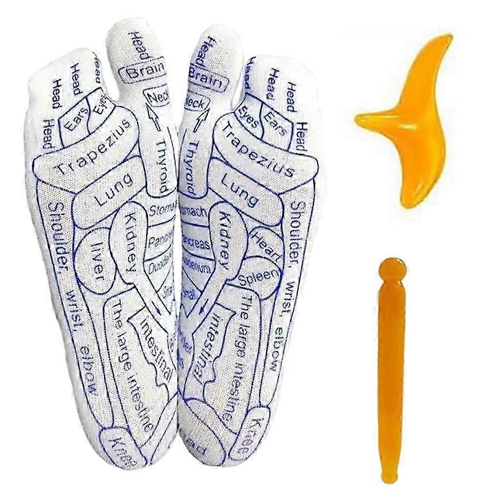 Calcetines de masaje para reflexología con patrones guía