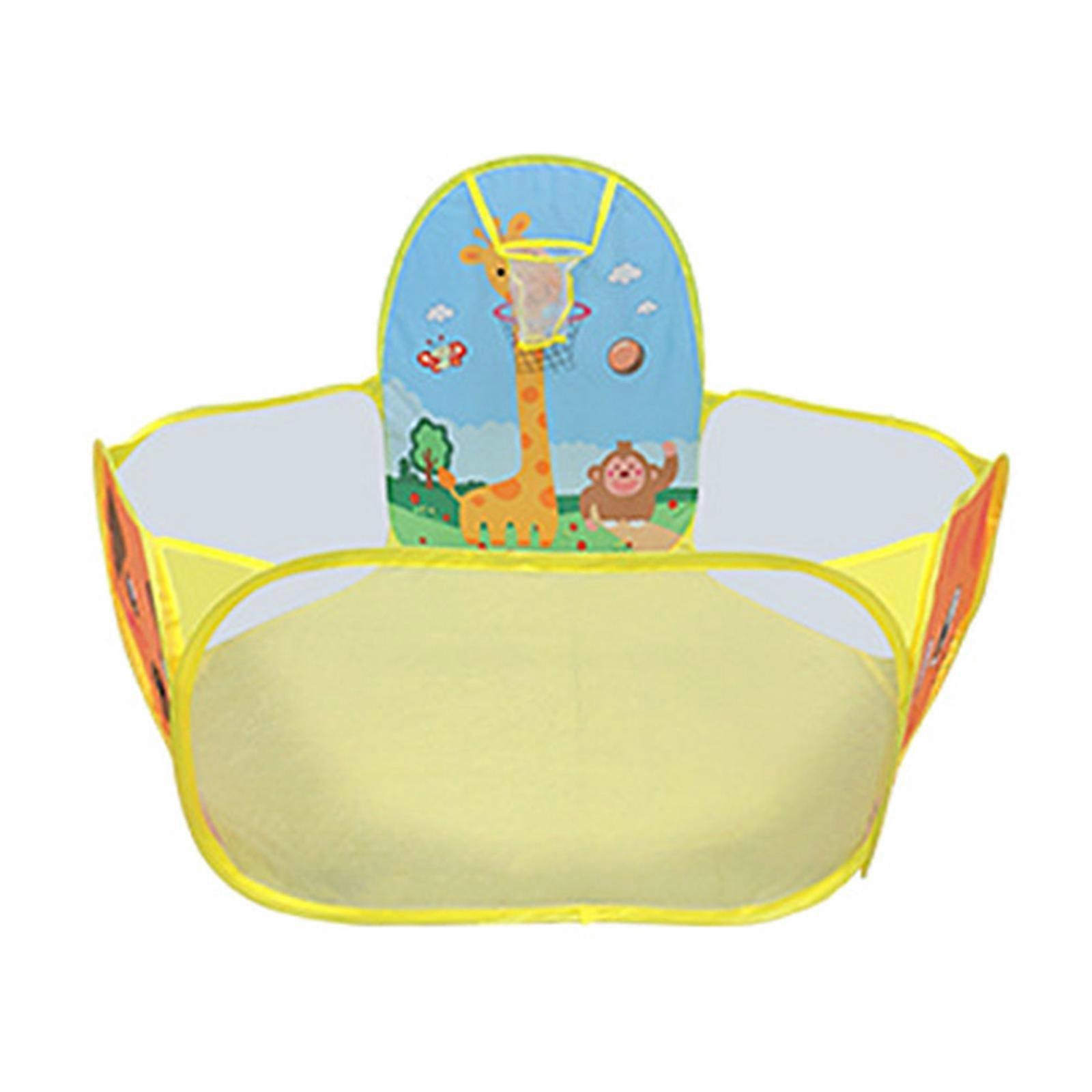 خيمة لعب روضة الأطفال مع طوق كرة السلة ، حفرة كرة قابلة للطي للأنشطة الداخلية والخارجية ، سهلة التخزين أصفر