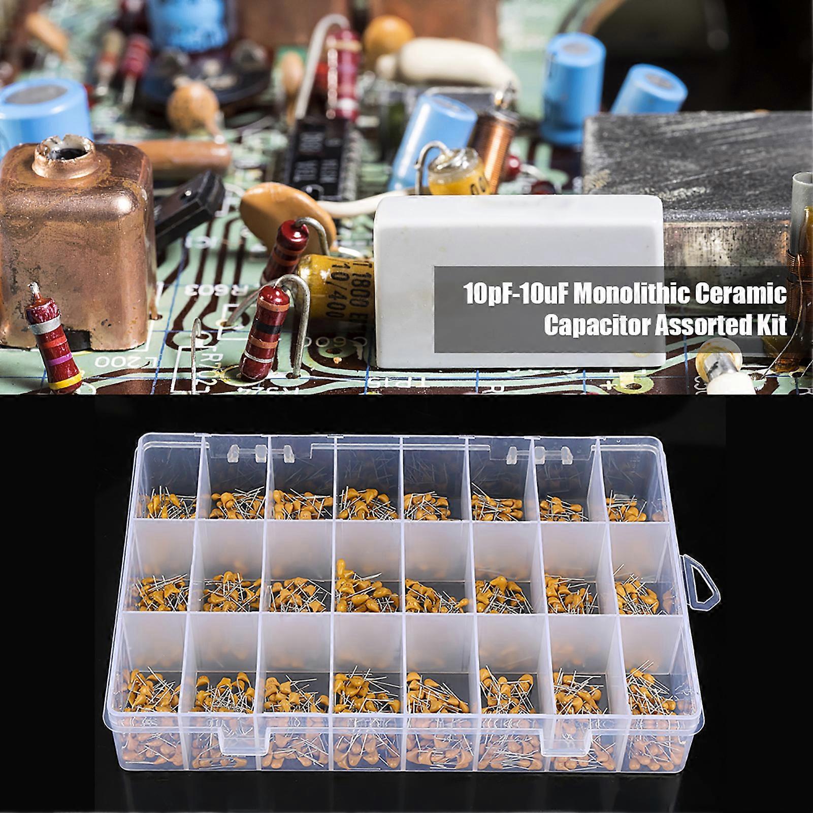 1200pcs 24 Values 50V 10pF‑10uF Monolithic Ceramic Capacitor Assorted Kit