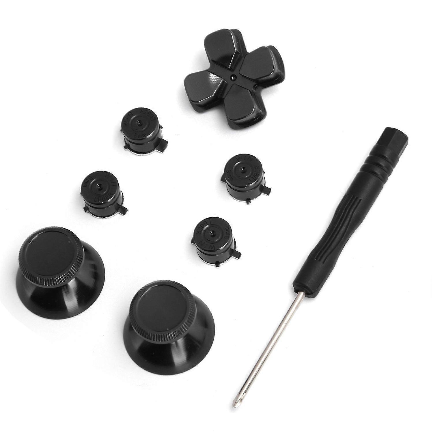 Game Controller Aluminum Alloy Buttons Thumb Stick Set Replacement Parts for PS4Black