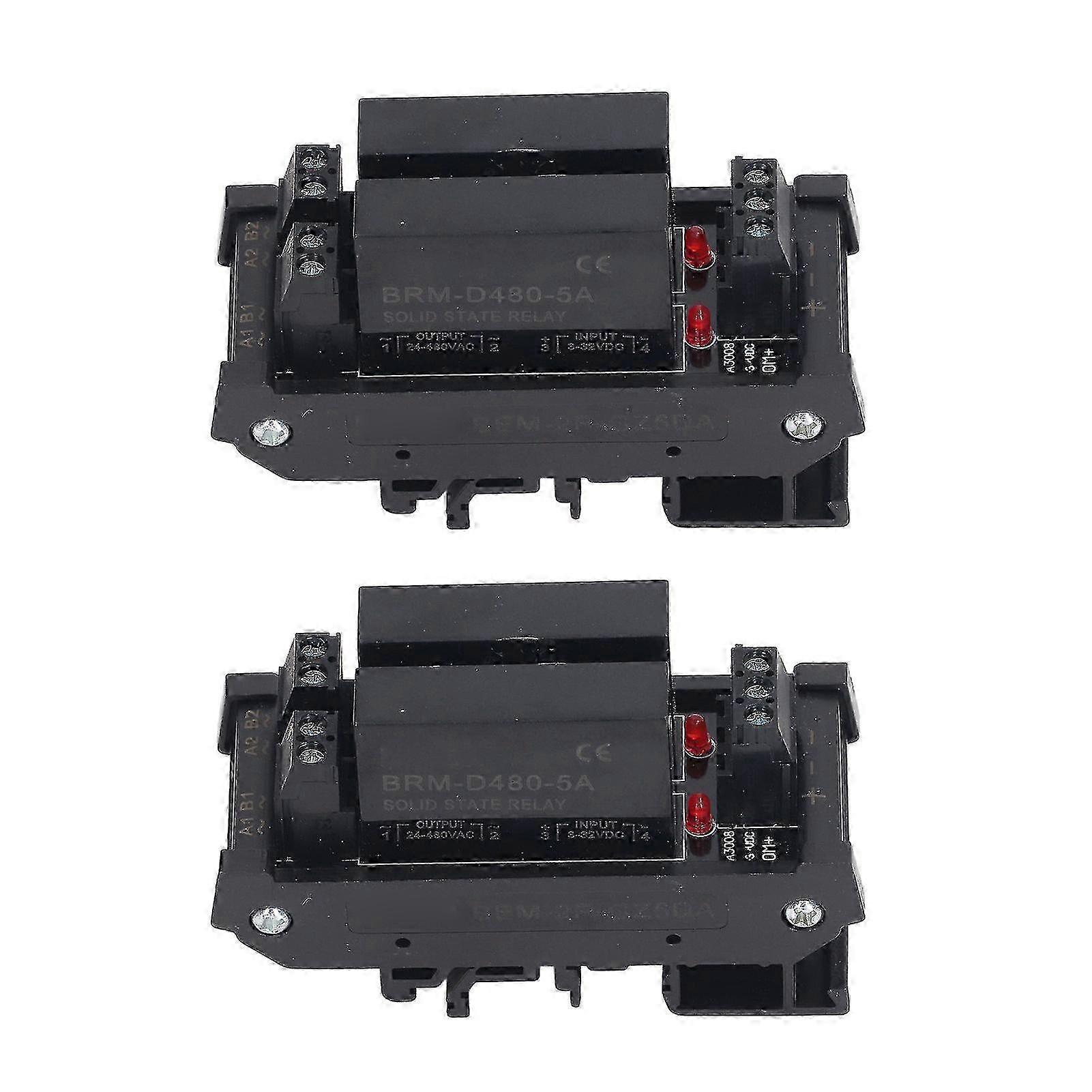 BERM 2Pcs Solid State Relay Module 2 Channel 5‑8A Load Mini DIY 3‑32VDC Input 24‑480VAC Load for Industrial Control