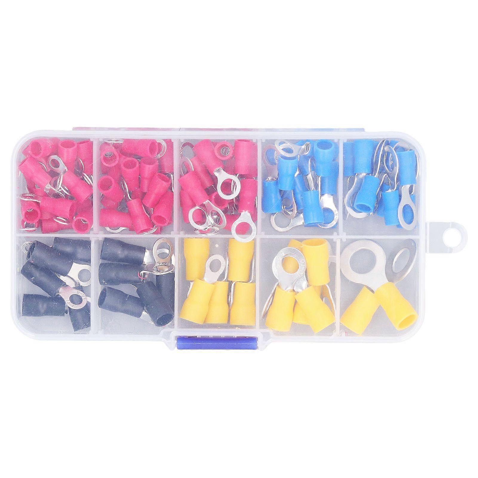 102PCS Insulated Ring Terminal 10 Different Specifications Flame Retardant Wire Connectors Assortment KitSH