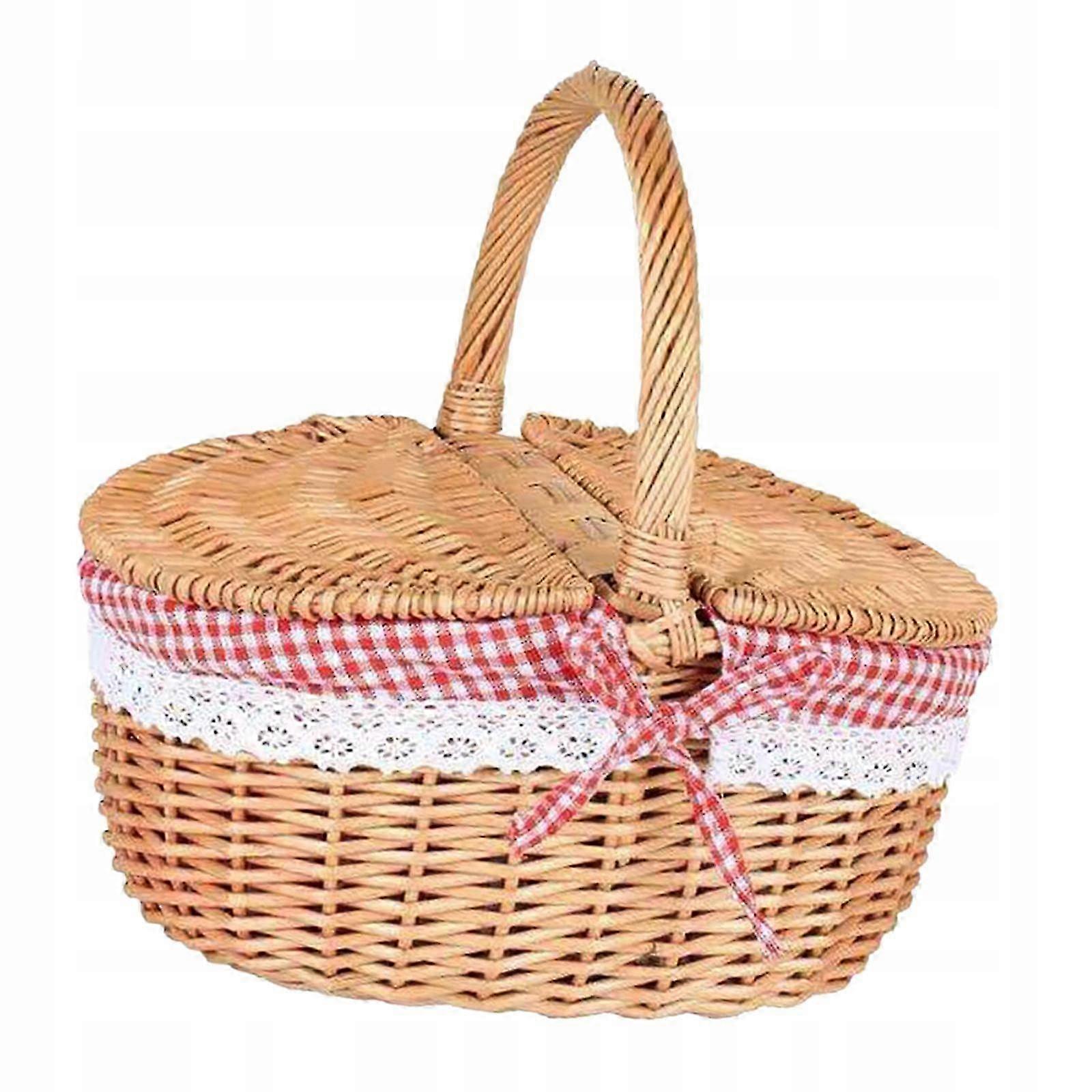 Picnic Basket Wicker Picnic Basket With A Solid Wicker Handle