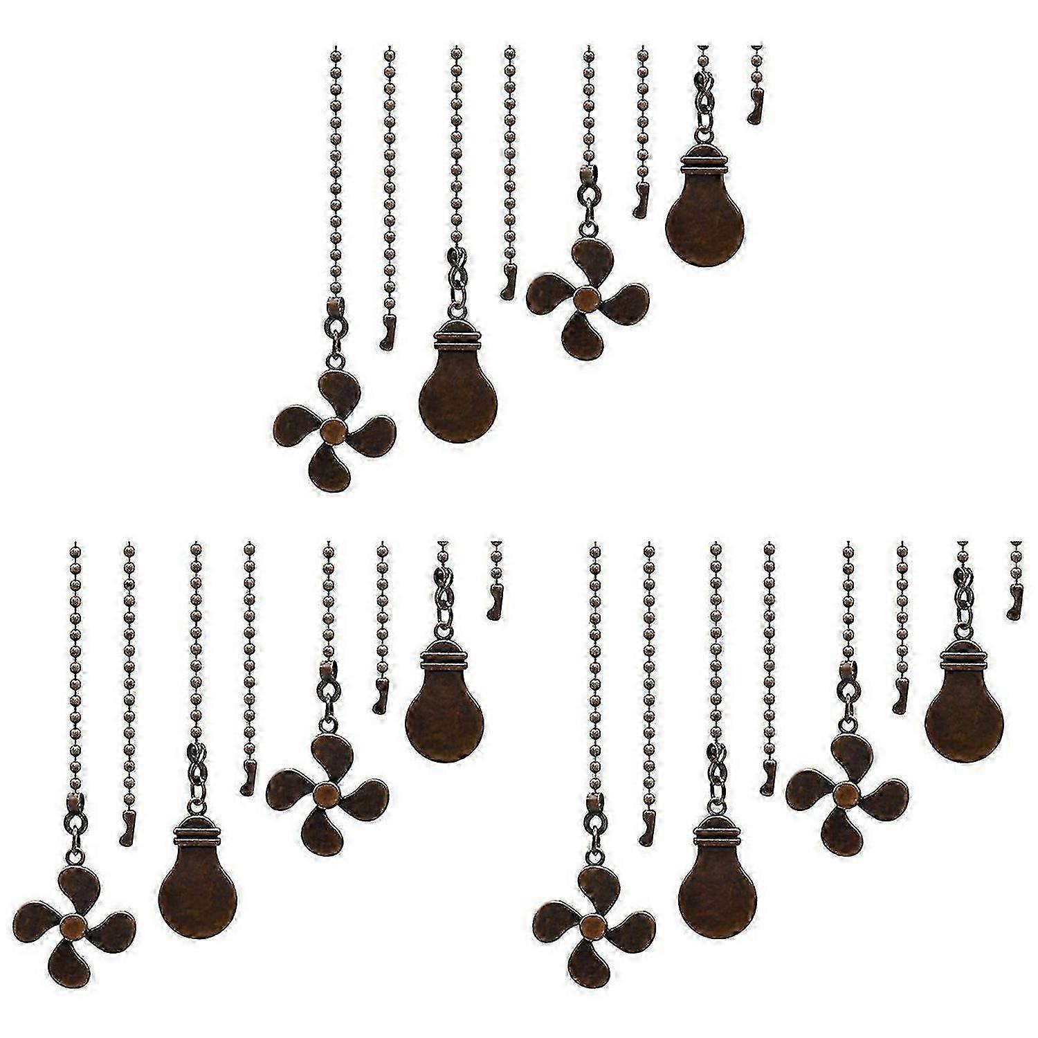 4Pcs Ceiling Fan Pull Chain Set,Bulb and Fan Pattern(Red Bronze)