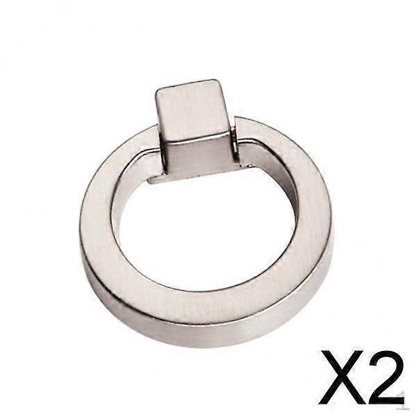 2xRing Circle Door Handle Pull Cabinet Knobs Brushed