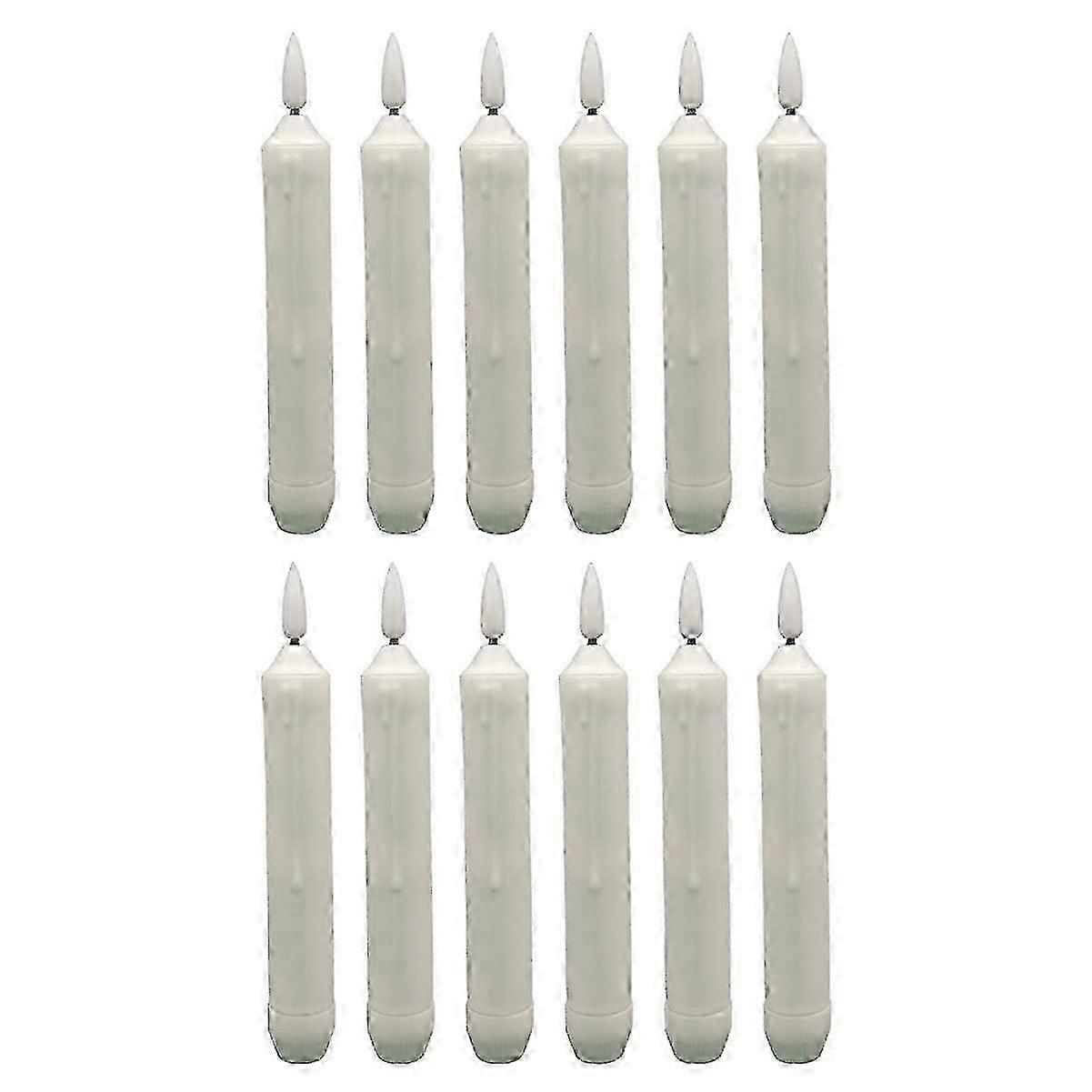 Pack of 12 Flameless Tapered Candles with Timer, Battery LED Lights for Decoration, Indoor Outdoor
