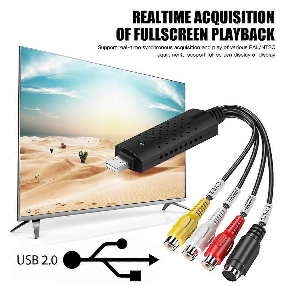 USB 2.0 Video Capture Adapter,VHS VCR USB Video Capture Card to DVD Converter,Support Windows 7/8/10,1Pcs