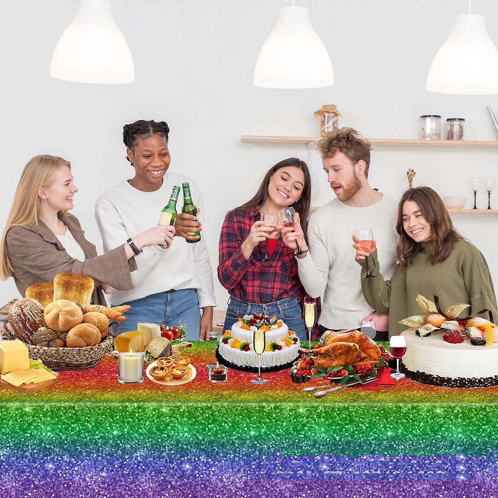 Staron Gradient Theme New Party Set Clearance (Colorful), Gradient Theme New Party Set Decorations Festival Event Party Supplies Party Tablecloth