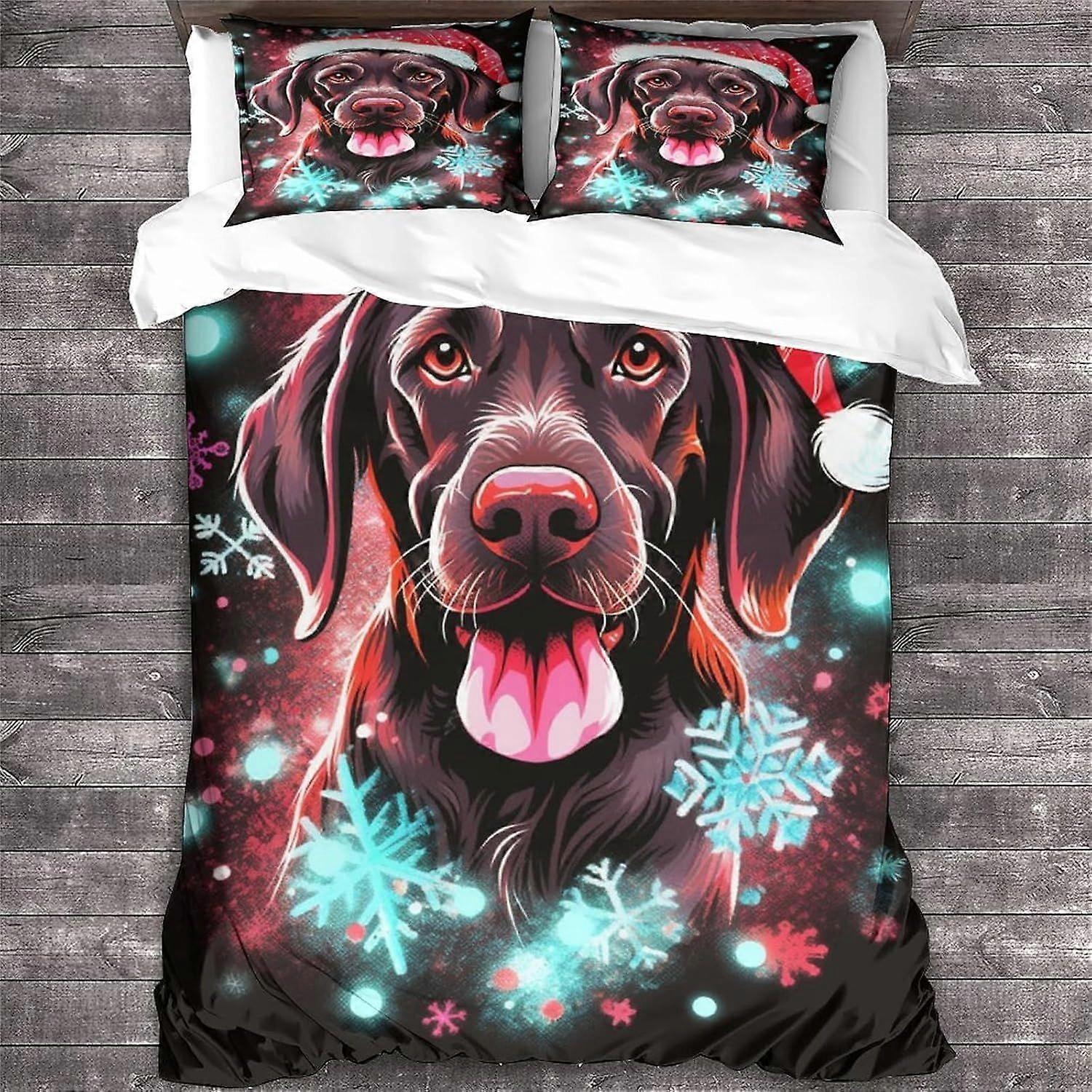 Pes Přikrývka Přikrývka Přikrývka Povlak a povlak na polštář 3D Vánoční Design Vzor Lehké mikrovlákno Zvířecí Povlečení Set
