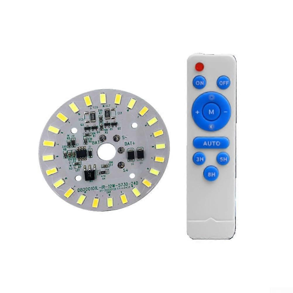 Solar LED Ceiling Light with Remote Control, 12W Dual Color, 6V Panel for LiFePO4 or Lithium Battery