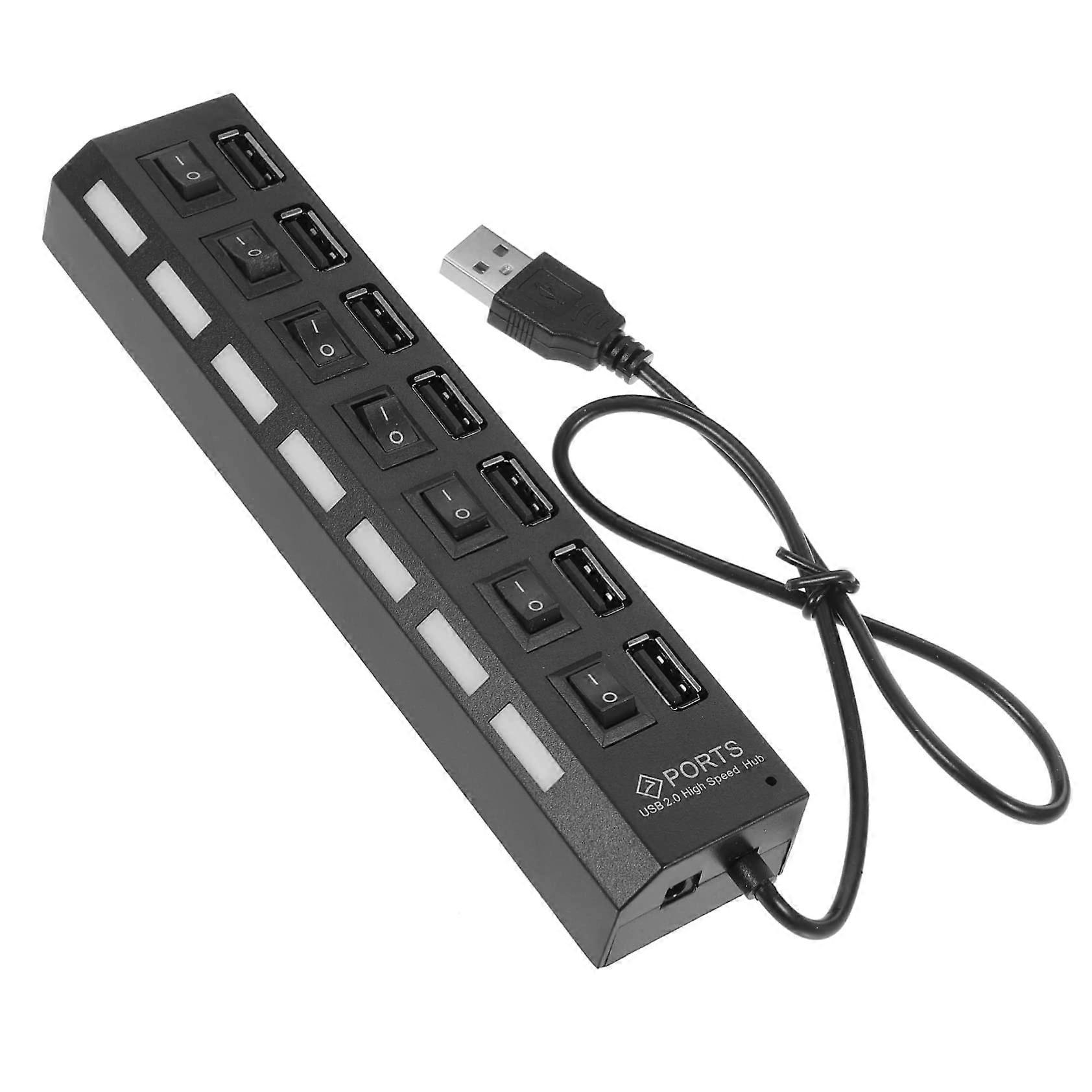 USB 2.0 Hub 7Port  Speed Adapter with LED Power Indicator for Laptop PC and External Devices