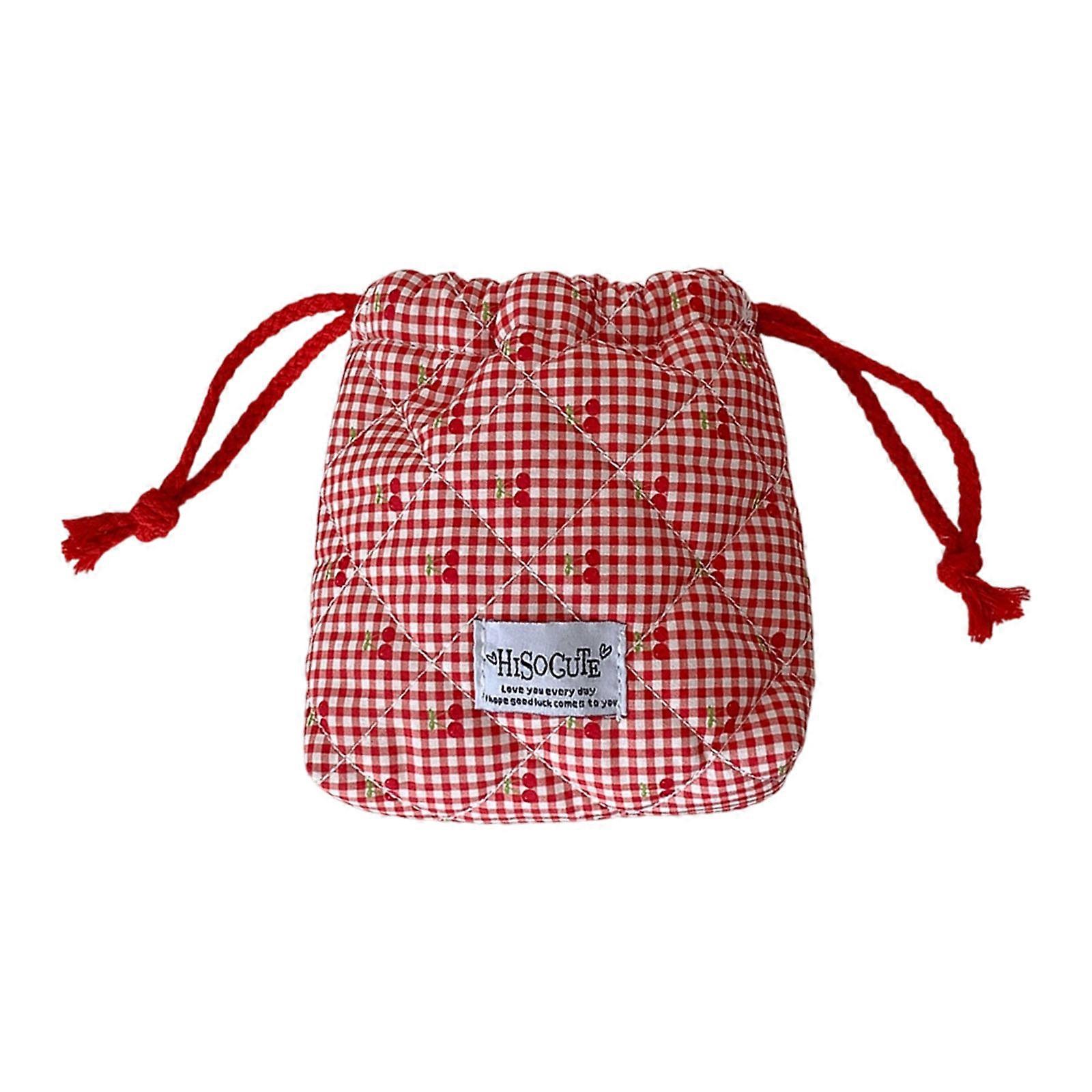 Travel Cosmetic And Toiletry Organizer Bag Cartoon Design Drawstring Closure Lightweight Portable For Students  Red