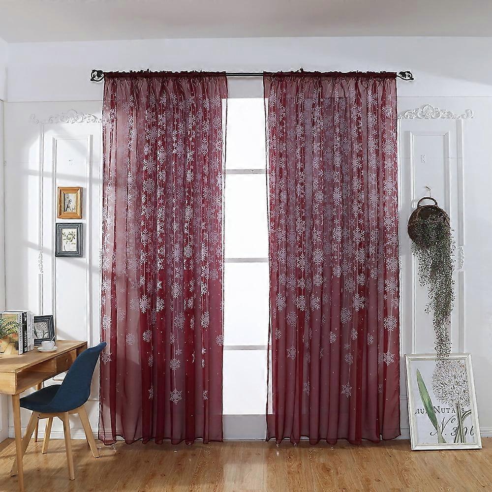 1PCS Christmas Snowflake Curtain Tulle Window Voile Drape Deals of The Week