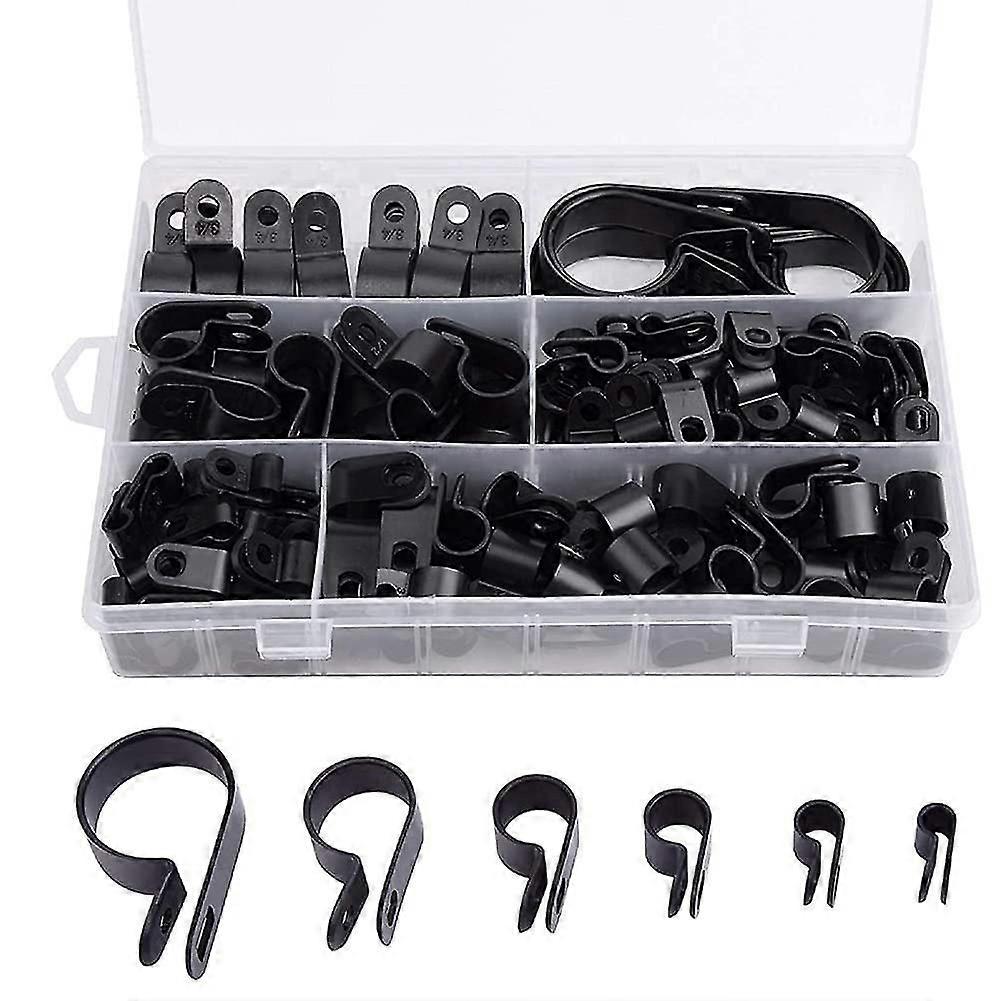 200pcs R-type P-type Cable Clamps Plastic Nylon Wire Clip Assortment Kit Hardware Tools Cable Clip
