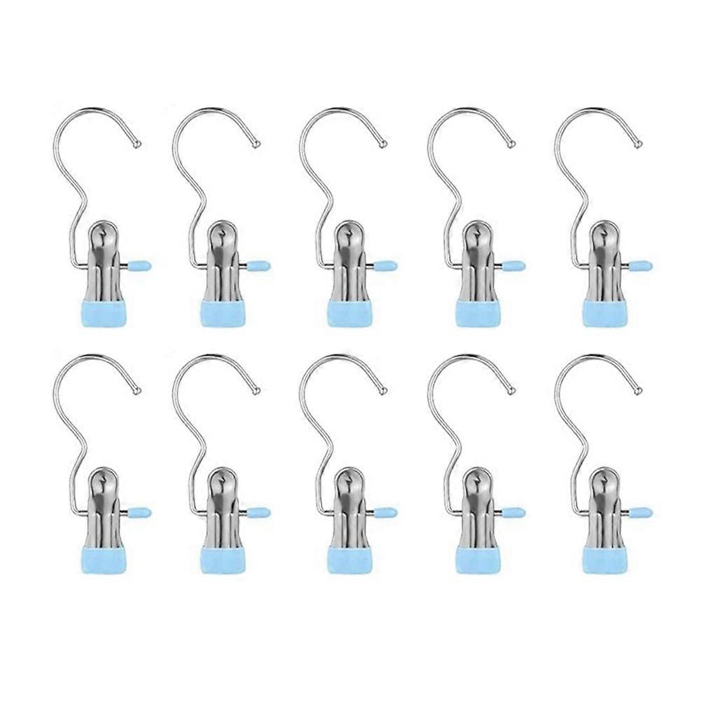 Laundry Hooks Hanging Clip Clothes,Hat Pants Towel Blue 10PC