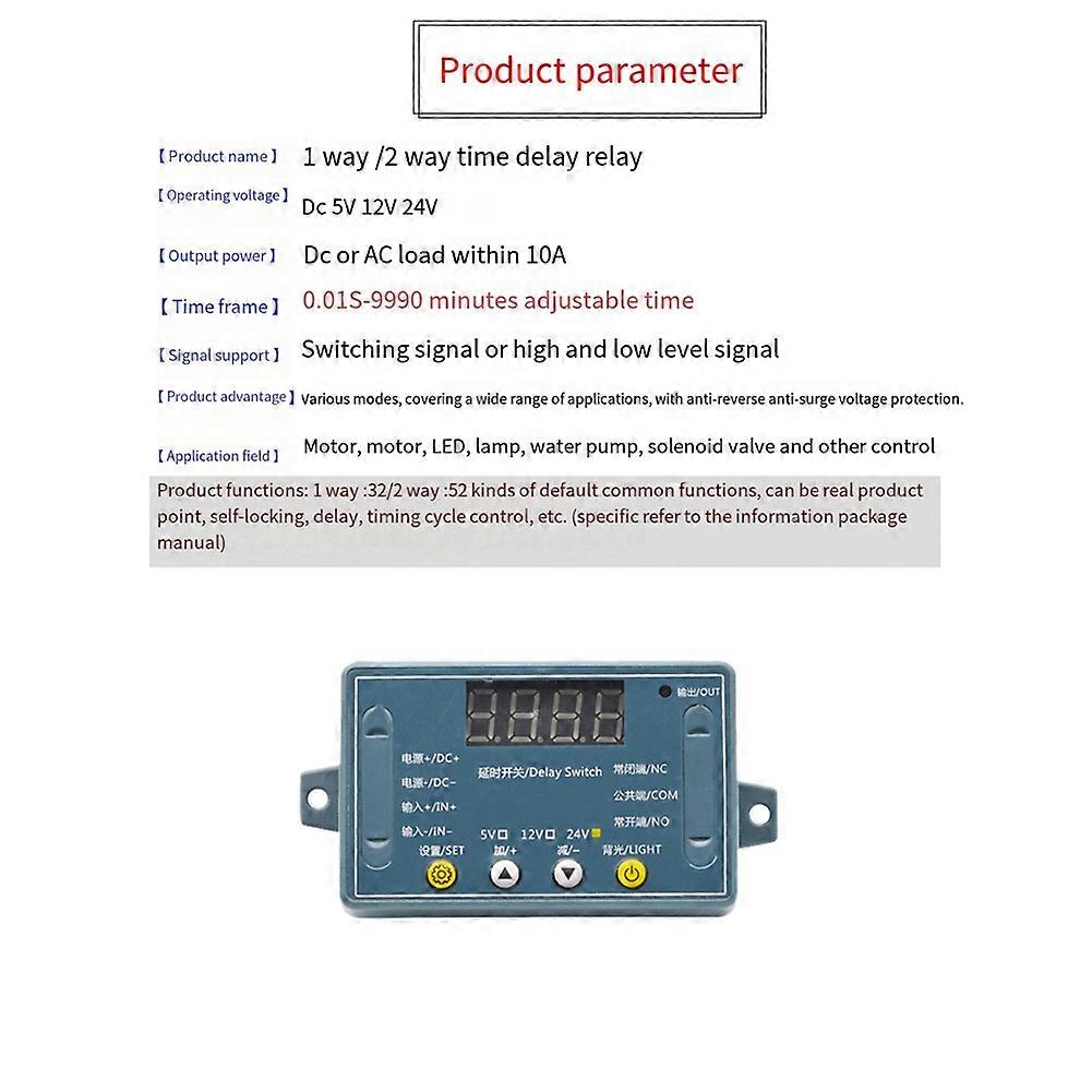 DC 24V 10A Adjustable Time Delay Relay Module 32 Modes LED Digital Timming Trigger Timer Control Switch Pulse Cycle