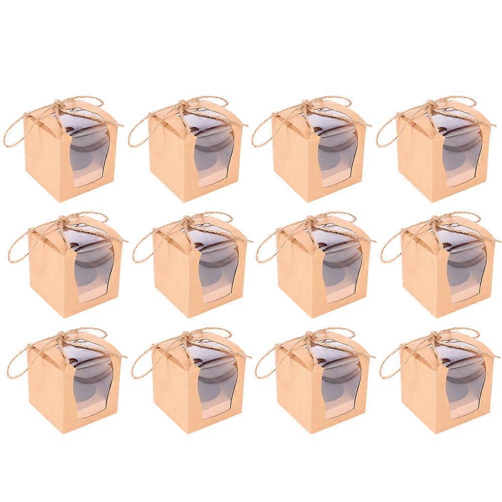 Brown Cake Box Paper Bakery Boxes for Containing Stuff 12Pcs with Window