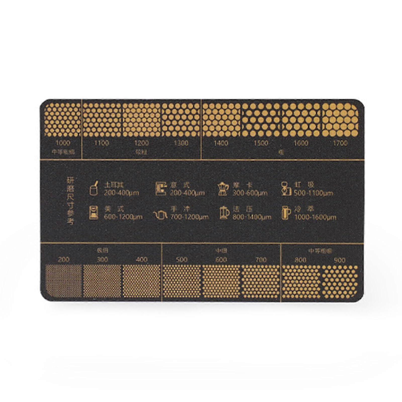 Coffee Grind Size Chart with Color Indicators, Pocket Brewing Guide, Durable Travel Reference Card