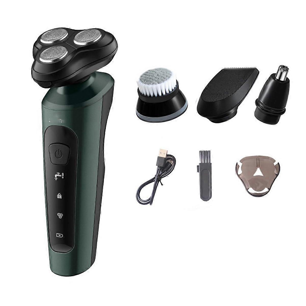 Bald Head Shaver with LCD Display, 4 in 1 Electric Razor, USB Rechargeable Wet & Dry Grooming Kit for Men (Green)