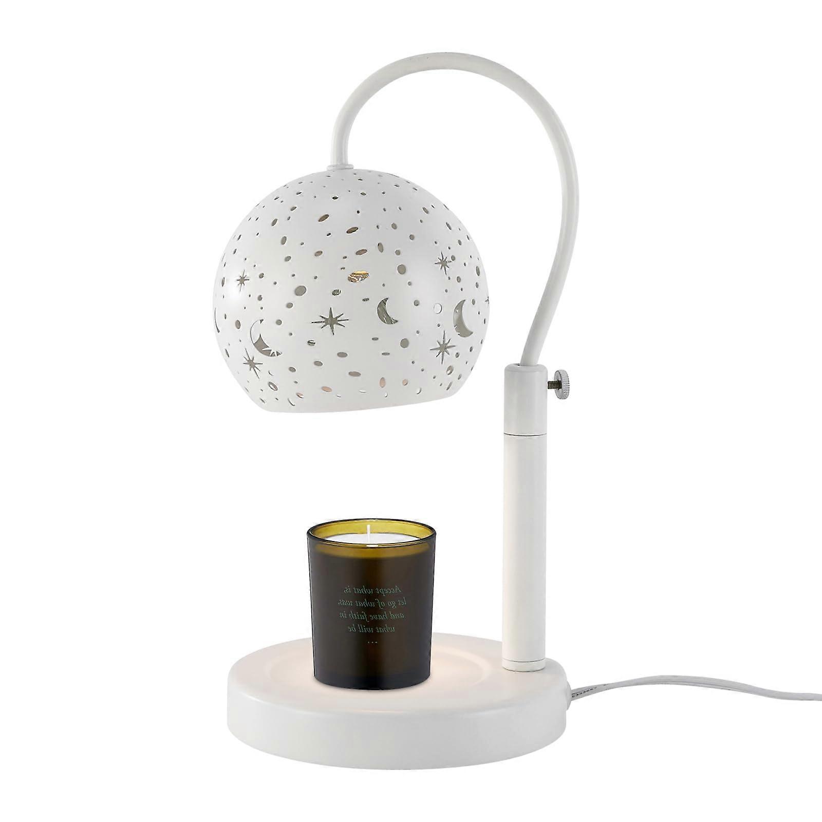 Candle Warmer Lamp with Timer and Dimming, Starry Sky Globe Shade, Adjustable Height for 5.37.5in Candles