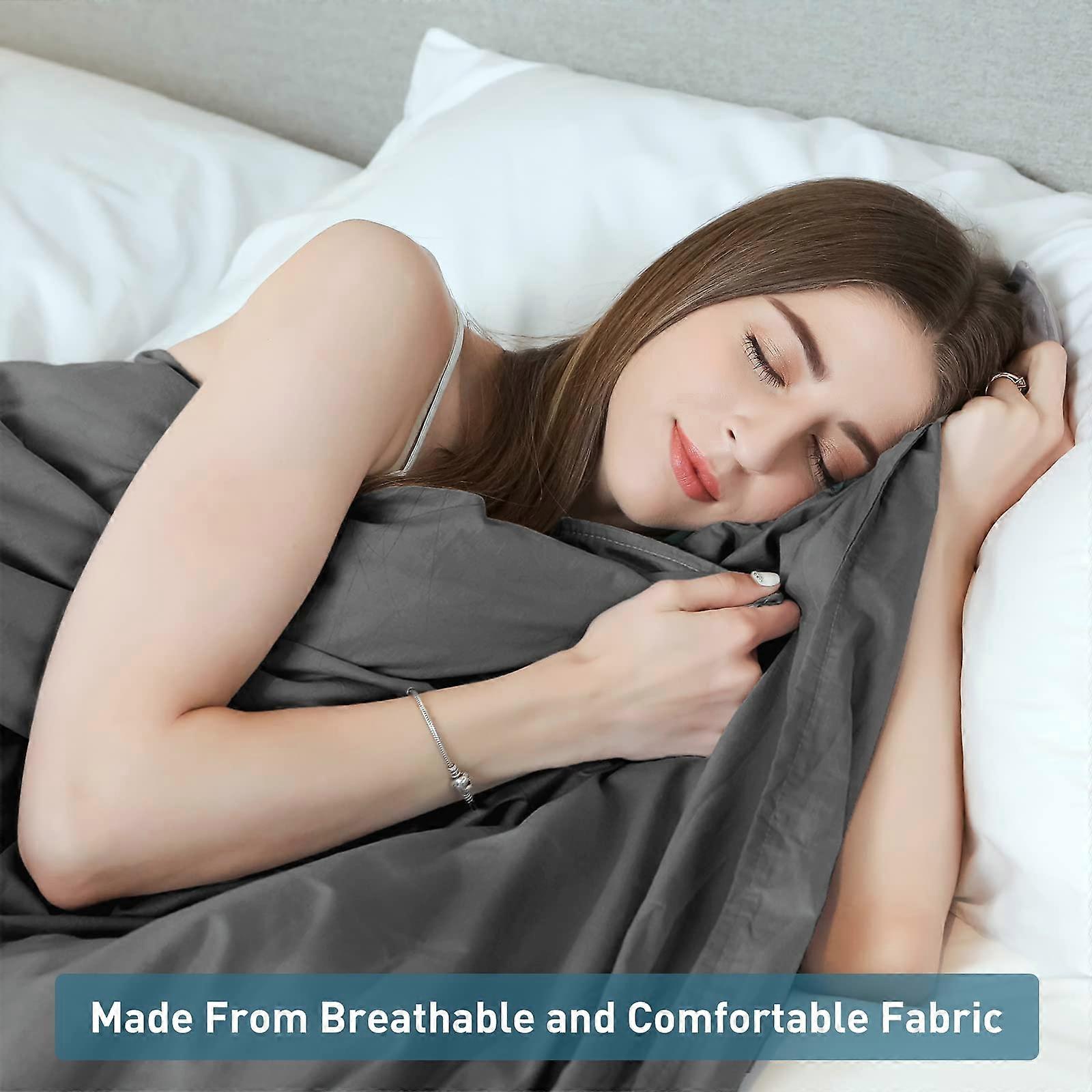 Cooling Weighted Blanket 60x80 Dark Grey 17lbs with EasyClean Duvet Cover for Deep Sleep