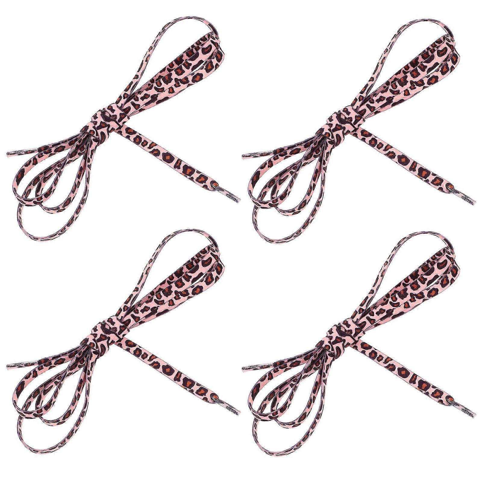 2 Pairs Leopard Shoe Laces 140cm Flexible Shoelaces Replacement Thin Sneaker Shoelaces
