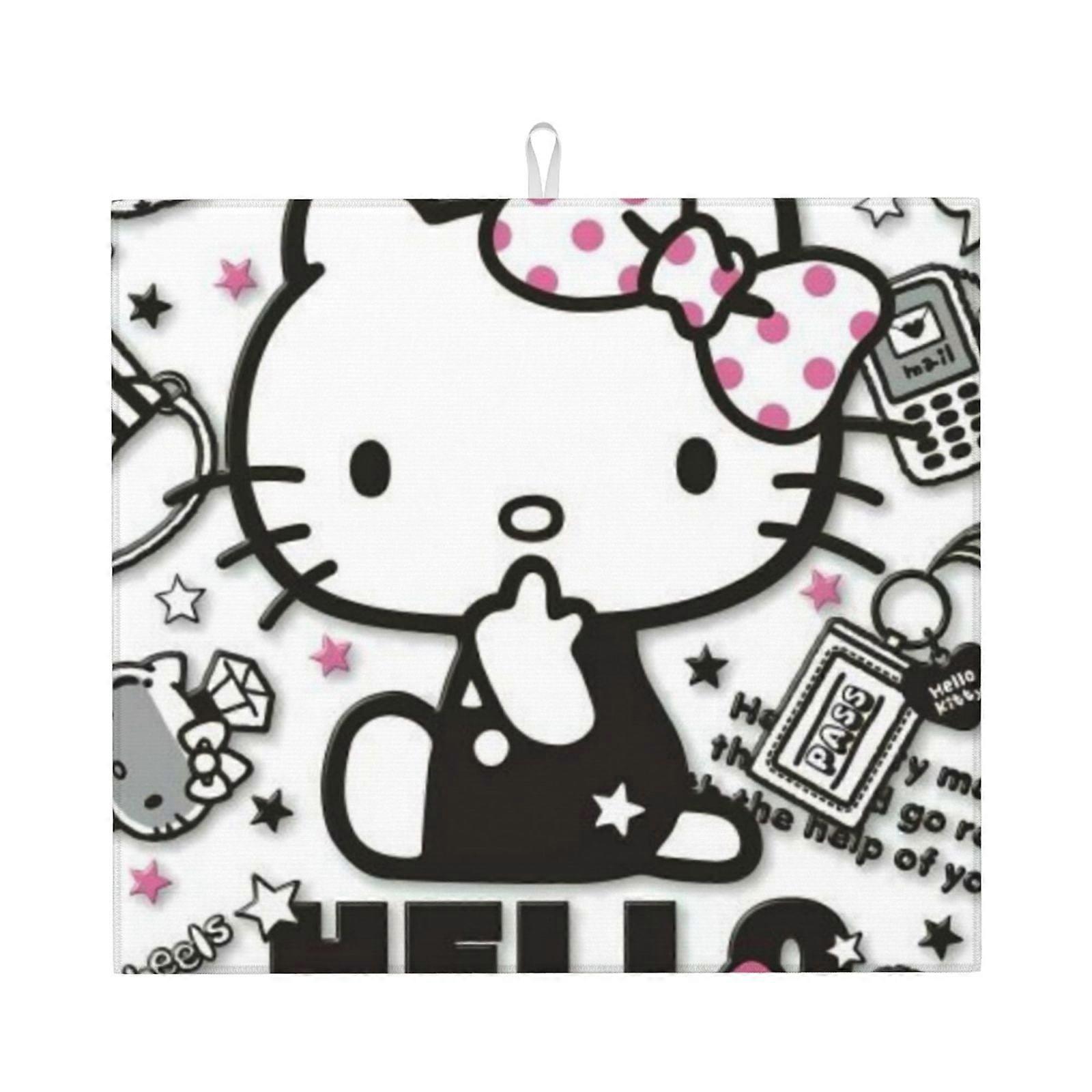 Hello Kitty Dish Drying Mat For Kitchen Counter, Microfiber Dish Mat, Fast Absorbent Draining Pad