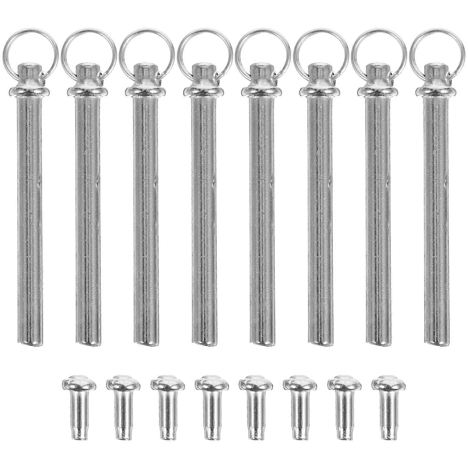 Folding Fan Replacement Rivet Silver Metal Shaft 8Pcs Repairing Kit