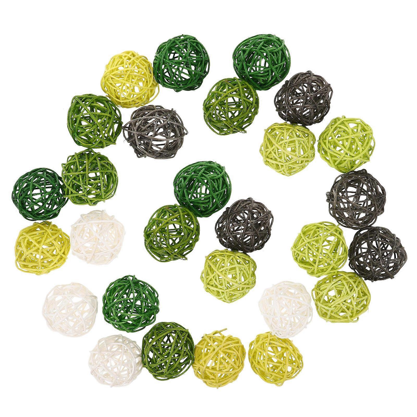 Decorative Orbs Wicker Rattan Balls for Crafts 24Pcs Assorted